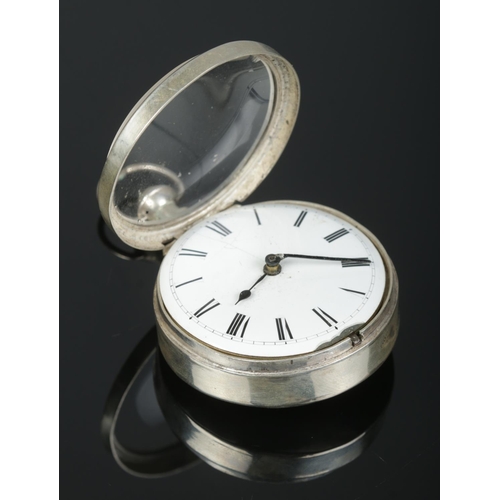 226 - A Victorian silver pair cased fusee pocket watch. The outer case having assay marks for Birmingham 1... 