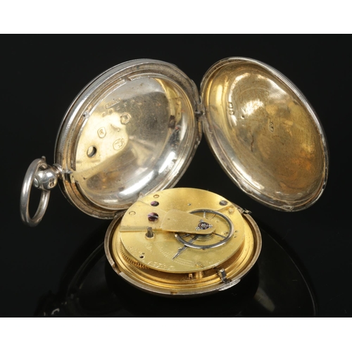 227 - A George V silver full hunter fusee pocket watch. Assayed London 1919.