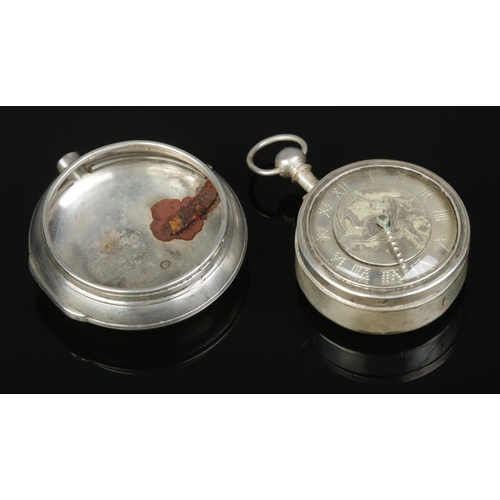 228 - A William IV silver pair cased pocket watch, the movement engraved for Mitchell, London. The silvere... 