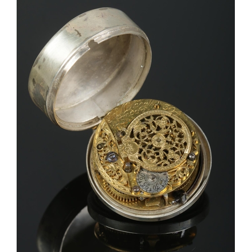 228 - A William IV silver pair cased pocket watch, the movement engraved for Mitchell, London. The silvere... 