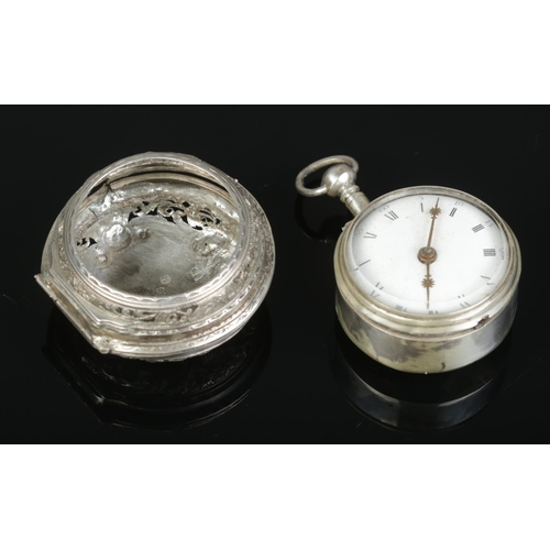 229 - A George III silver pair cased fusee pocket watch. The movement marked for Ja Cooper, London. The op... 