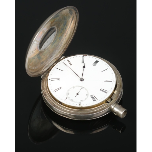 230 - A continental silver demi hunter repeater pocket watch. Stamped 935.