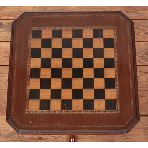 261 - A Victorian inlaid mahogany games table raised on centre column and four supports. Height 80cm.