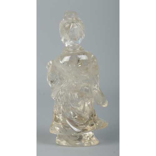 5 - A Chinese rock crystal sculpture of Guanyin. Height 13cm.