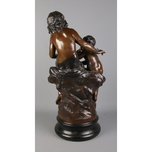 53 - After Auguste Moreau, a large bronze sculpture, La Grande Soeur (The Big Sister), modelled as childr... 