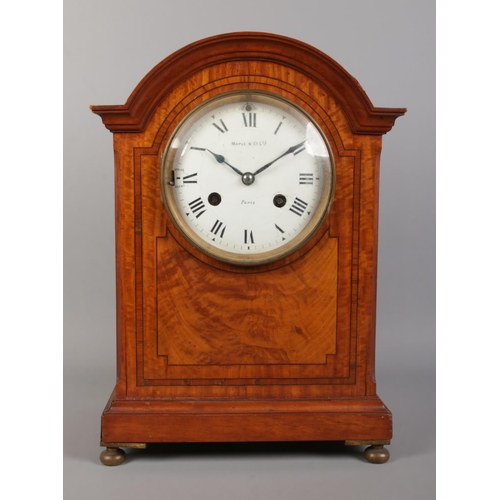 71 - A Maple & Co Ltd. mahogany eight day bracket clock. Having enamel dial, Roman numeral markers and ch... 