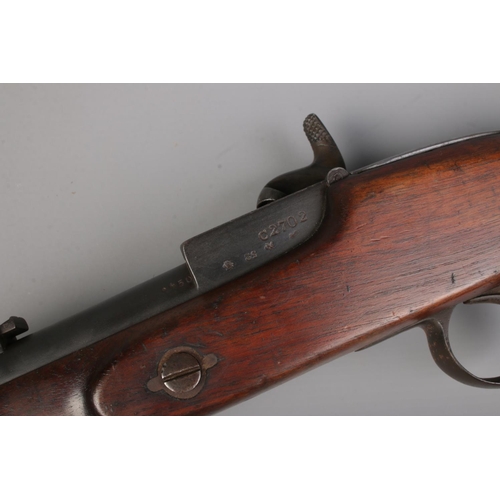 95 - A Westley Richards & Co monkey tail carbine with walnut stock. Stamped Whitworth Patent. Barrel leng... 