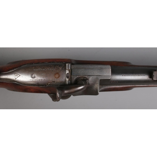 95 - A Westley Richards & Co monkey tail carbine with walnut stock. Stamped Whitworth Patent. Barrel leng... 