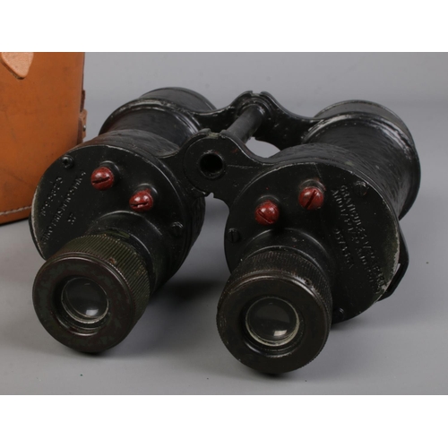 341 - A cased pair of Bino Prism No 5 Mk4 binoculars.