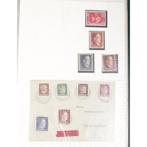 358 - A folder containing a collection of German stamps and documents, mainly Third Reich. Includes Feldpo... 