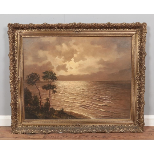 461 - J Veerman, a large gilt framed oil on canvas, seascape. 68cm x 88cm.