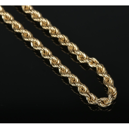 529 - A 9ct gold rope twist necklace. Approx. length 52cm unclasped, 6.5g.