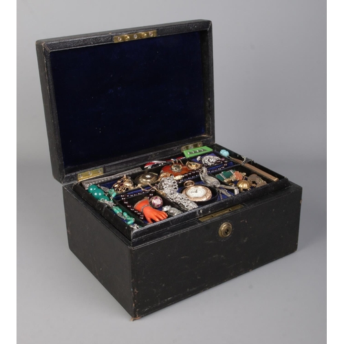 576 - A Parkins and Gotto (Oxford Street) multi-layer jewellery box containing an extremely large quantity... 