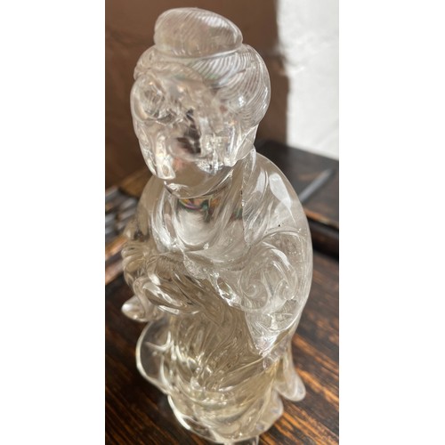 5 - A Chinese rock crystal sculpture of Guanyin. Height 13cm.