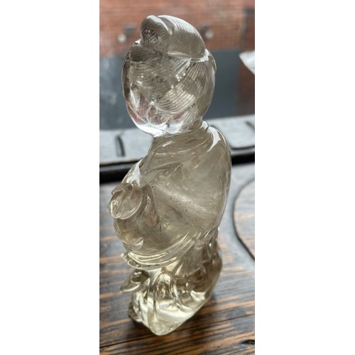 5 - A Chinese rock crystal sculpture of Guanyin. Height 13cm.