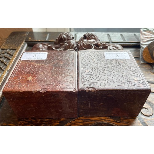 3 - A pair of Chinese carved hardstone bookends modelled as Dog of Fo/Temple Lions raised on plinths. He... 