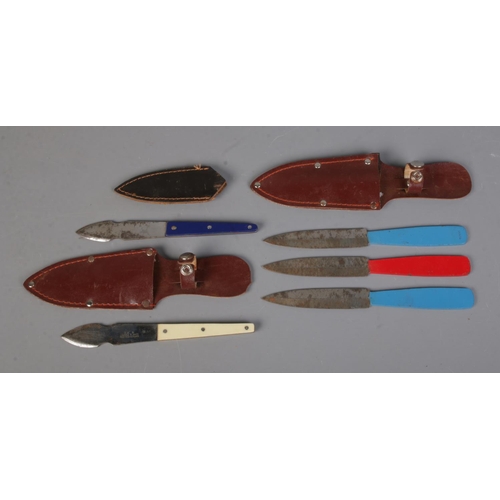 151 - A collection of throwing knives to include example marked for J. Nowill and Sons. CANNOT POST