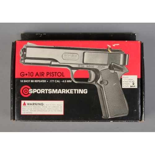 155 - A boxed Sportsmarketing G10 .177 18 shot BB repeater air pistol. CANNOT POST OVERSEAS