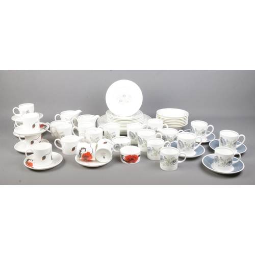 170 - Two Wedgwood part tea services of Susie Cooper design; Glen Mist and Cornpoppy. Includes cups and sa... 