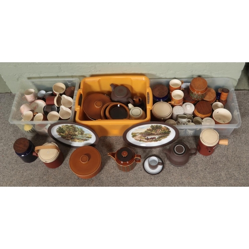 176 - Three boxes of Hornsea ceramics. To include Bronte, Contrast, Cinnamon and Saffron designs.