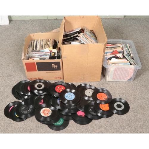 279 - Three boxes of single records. Mostly pop, to include Madonna, Tina Turner, Fleetwood Mac, Elton Joh... 