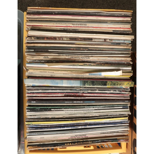 283 - Three boxes of LP records. Includes Elton John, Shirley Bassey, UB40, Pretenders etc.