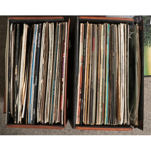 287 - Two boxes and two carry cases of LP records. Includes Fleetwood Mac, Beatles, Beyonce, Led Zeppelin ... 