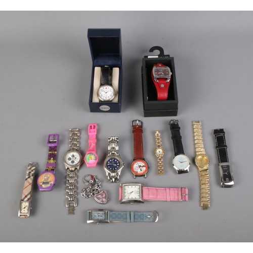 41 - A collection of assorted wristwatches to include Burberry, Gucci, Phillip Mercier, Citron, etc.
