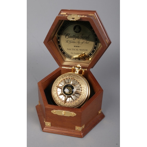 500 - A Frankin Mint Cutty Sark Nautical pocket watch on chain with original display case.