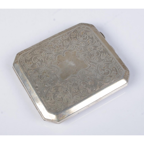 510 - A George V silver cigarette case with engraved decoration. Assayed Birmingham 1923 by Joseph Gloster... 