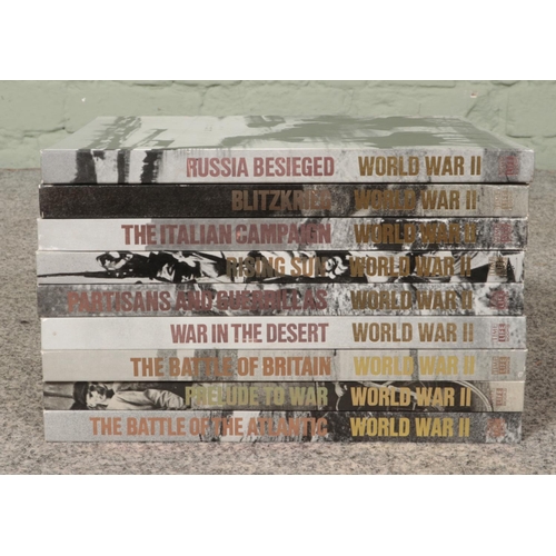 94 - A set of nine Time Life hardback books surrounding World War II. Includes Prelude to War, Blitzkrieg... 