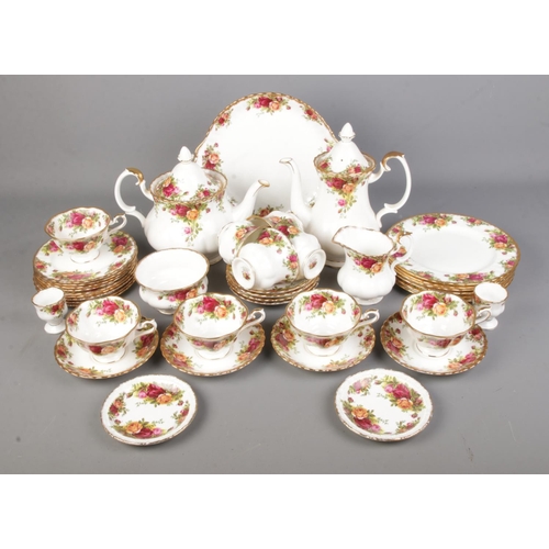 156 - A good collection of Royal Albert Old Country Roses tea wares to include tea pots, coffee pot, teacu... 