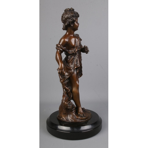 160 - After Auguste Moreau, a large bronze sculpture depicting a young archer boy on marble base.

Hx38cm