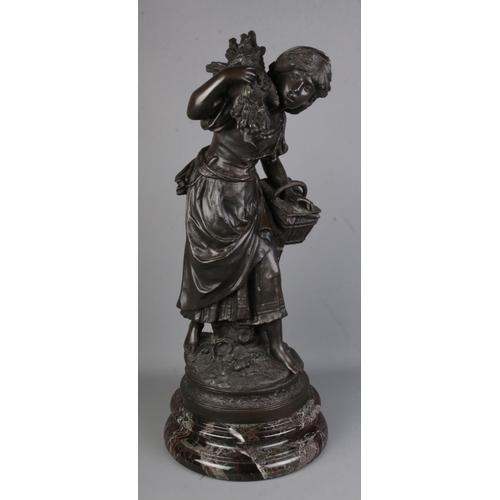 5 - After Auguste Moreau, a substantial large bronze sculpture depicting a young maiden gathering wood. ... 