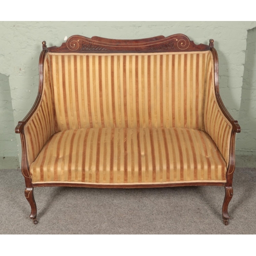 563 - A Victorian inlaid parlour sofa 

Hx107cm
Wx125cm
Dx62cm