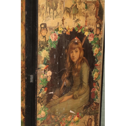 578 - A Victorian double sided decoupage three fold modesty screen.

Hx177cm
Lx190cm