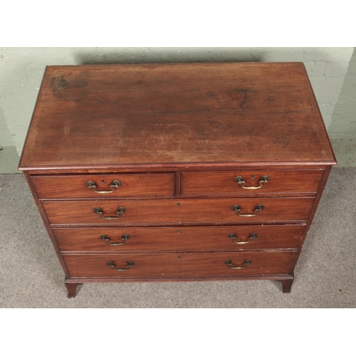 588 - A Georgian mahogany chest of drawers with brass swan neck handles and escutcheons

Hx92cm
Wx104cm
Dx... 