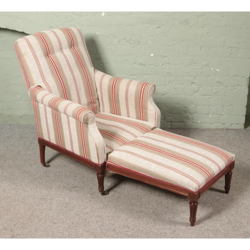 602 - A rare Victorian metamorphic armchair chaise with newly upholstered finish.