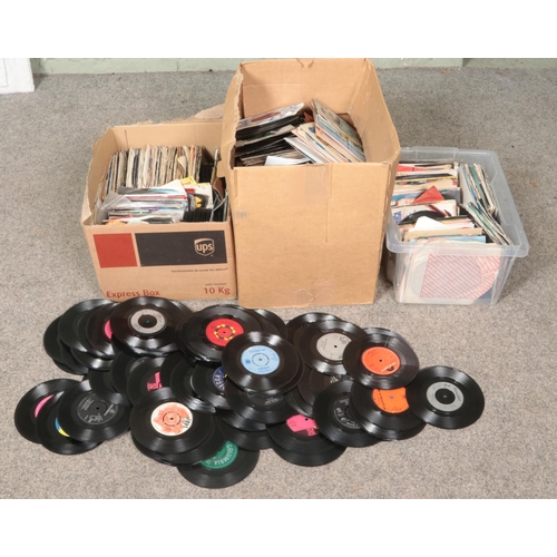 251 - Three boxes of single records. Mostly pop, to include Madonna, Tina Turner, Fleetwood Mac, Elton Joh... 