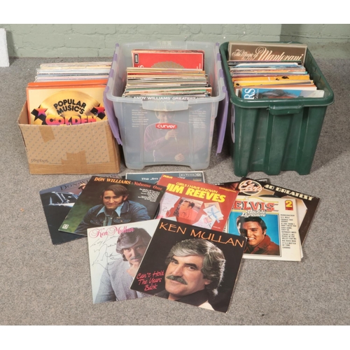 253 - Three boxes of LP records. Includes Elvis Presley, Don Williams, Jim Reeves etc.