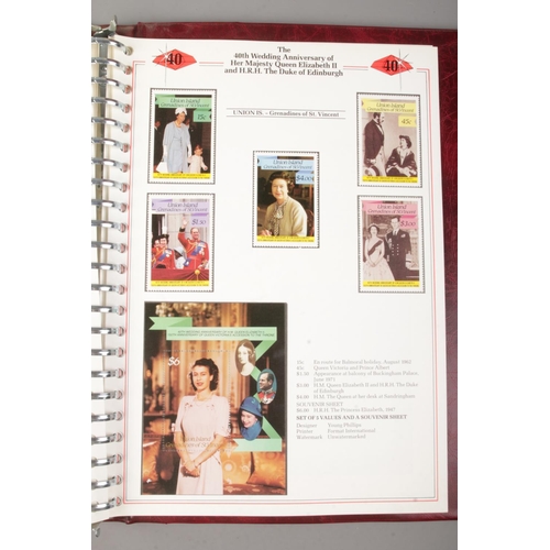 130 - A collection of stamp albums. Includes Royal Events (one near complete), World stamps and Royal Wedd... 