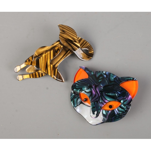 173 - Two modern cat brooches after Lea Stein.