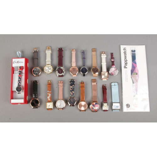 181 - Eighteen ladies wristwatches, including Skagen, Komono, Lambretta and boxed Cath Kidson examples.