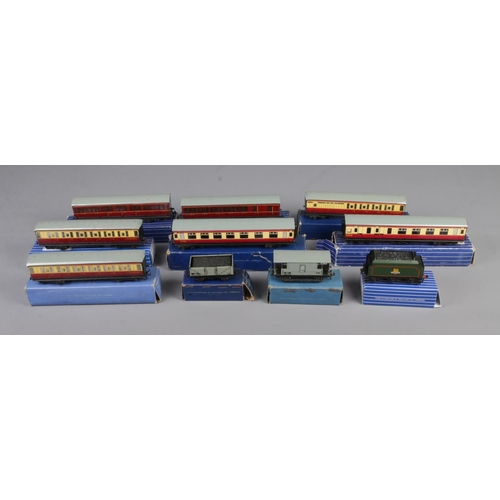 27 - Ten boxed Hornby Dublo 00 Gauge coaches and wagons to include D13 Suburban, D12 Corridor, Goods Brak... 