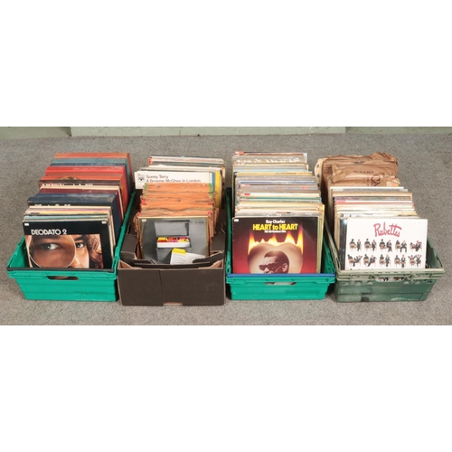 222 - Four boxes of LP and 78RPM records. Includes Jazz, Classical and Easy Listening.