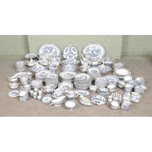 247 - Five boxes containing an extremely large collection of Wood & Sons blue and white dinnerwares in the... 