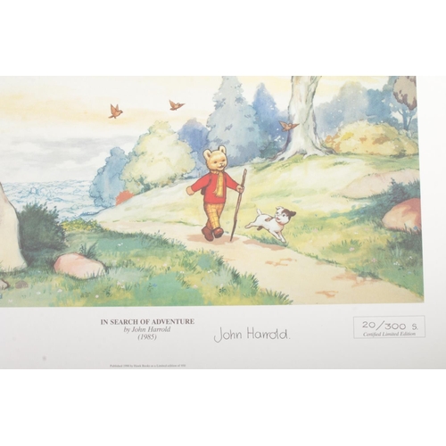 35 - A folder of six John Harrold (1947-) Rupert Bear limited edition prints to include Nutwood Night Cla... 