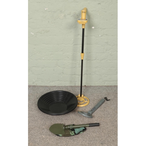 279 - A collection of metal detecting equipment. Includes Intey and Neng metal detectors.