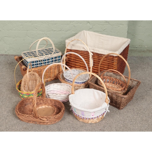 298 - A collection of wicker baskets.