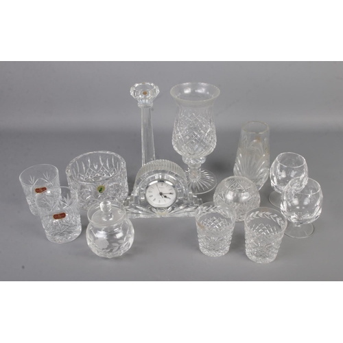 62 - A collection of assorted named glassware to include Waterford, Royal Doulton, Kutina, Harrods, etc.